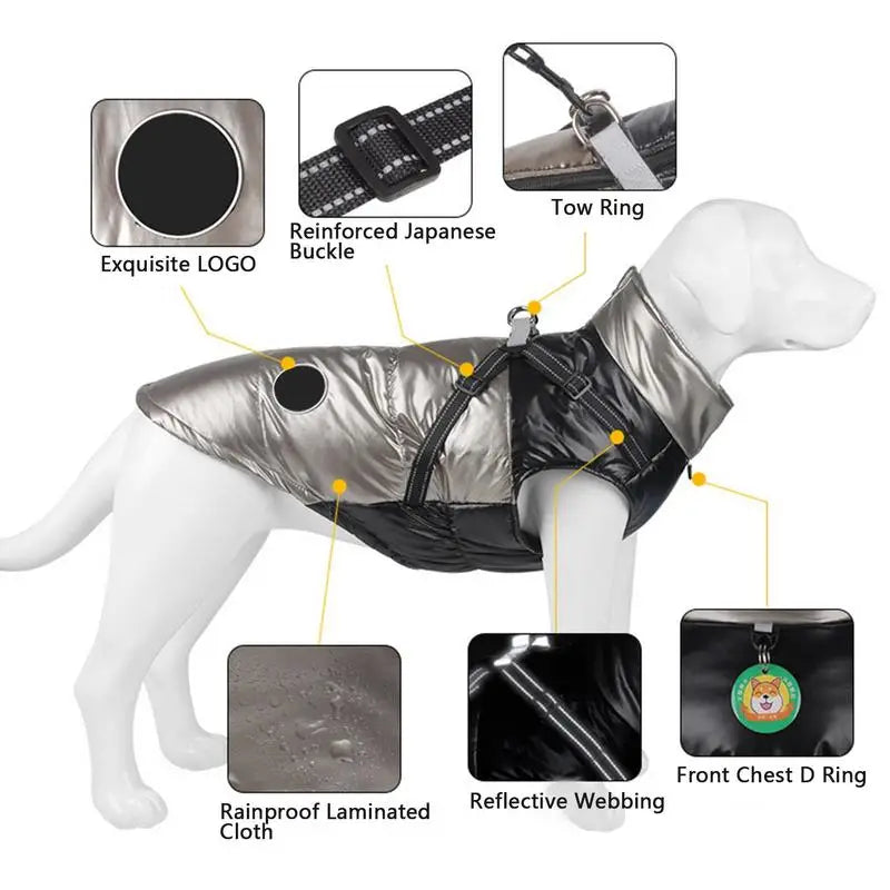 Vinterhundjacka – Vattentät och Varm, Reflekterande Hundväst för Små och Stora Hundar